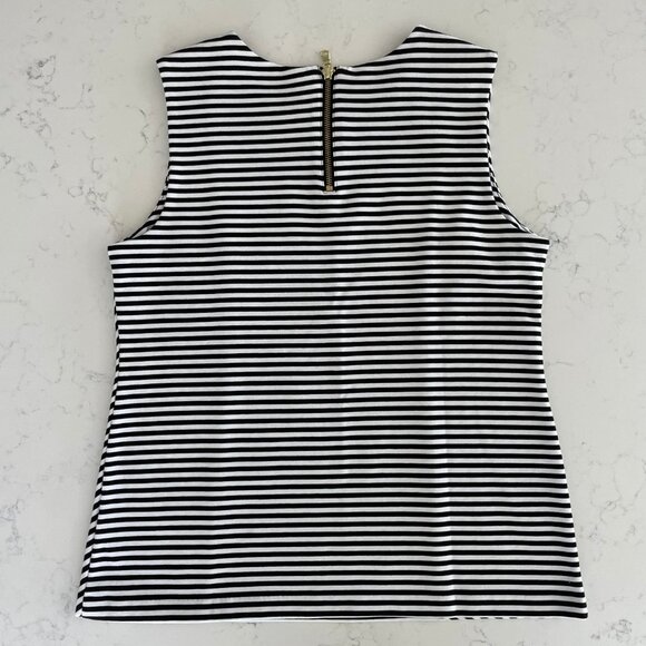 Talbots Slvless Striped Round Neck w Split V Cotton Modal Top Black & White Sz S - Picture 6 of 10